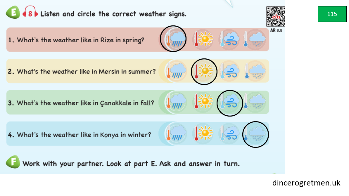 4. sınıf 8. ünite kelimeleri